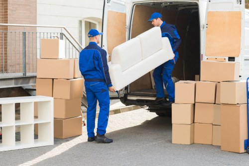 Furniture and items organised in a storage space