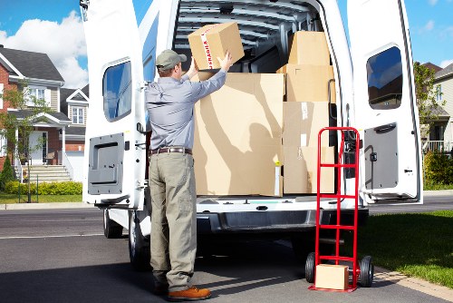 Mover handling furniture during a scheduled relocation