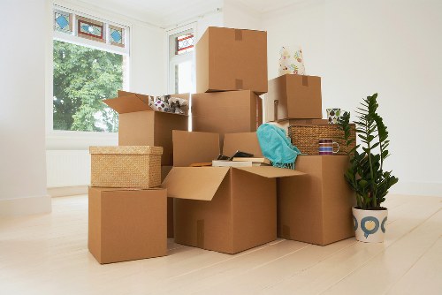 Household items being loaded into a removal van